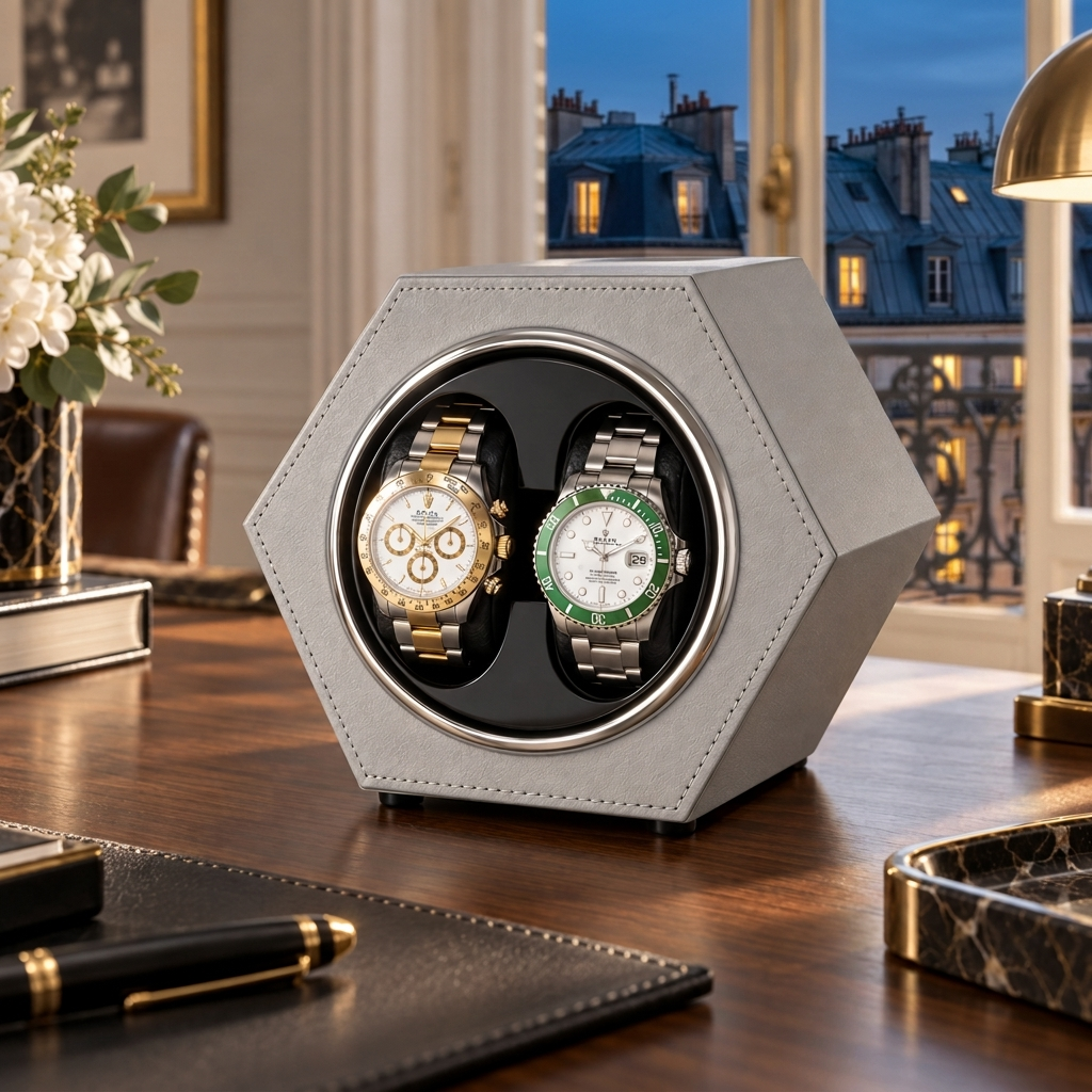 Uhrenbeweger für 2 Uhren mit USB-C | Der Hexagon Titan